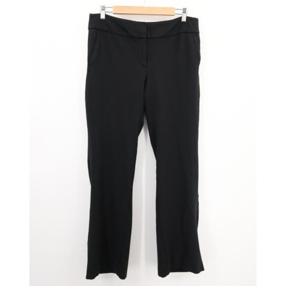 Ann Taylor Dress Pants Black Straight Leg High Rise Stretchy Pockets Size 10